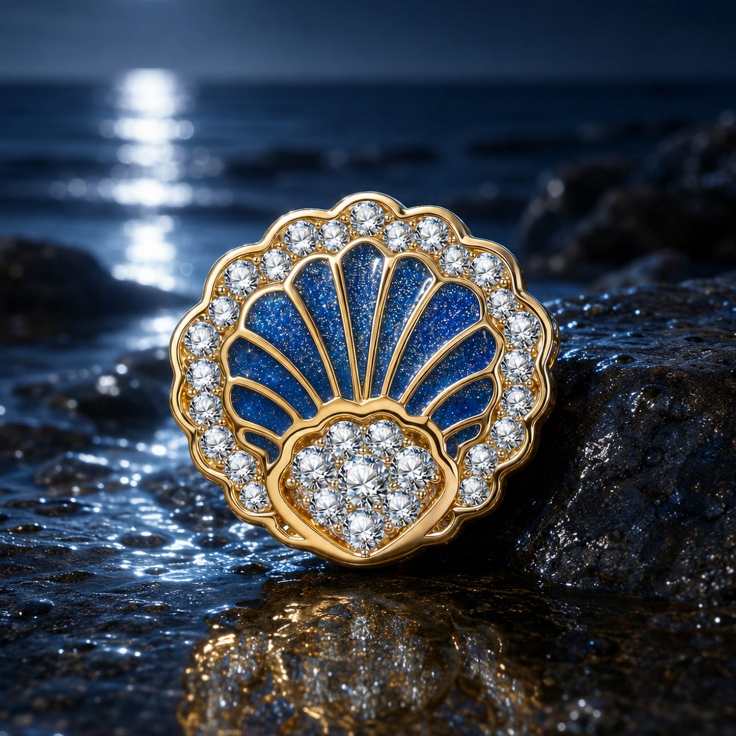 Cove Scallop Shell Charm in Tarnish-Resistant Silver