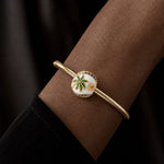 Tropical Palm Sun Enamel Pavé Barrel Charm in Tarnish-Resistant Silver
