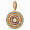 Tropical Mandala Dangle Circular Charm With Multi‑Layer Multi‑Color Pavé Gemstones & Freshwater Pearl in Tarnish‑Resistant Silver