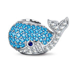 Ocean Whale Full Pavé Blue‑Tone & Clear Crystal Charm in Tarnish‑Resistant Silver