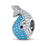 Ocean Whale Full Pavé Blue‑Tone & Clear Crystal Charm in Tarnish‑Resistant Silver