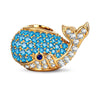 Ocean Whale Full Pavé Blue‑Tone & Clear Crystal Charm in Tarnish‑Resistant Silver
