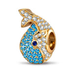 Ocean Whale Full Pavé Blue‑Tone & Clear Crystal Charm in Tarnish‑Resistant Silver
