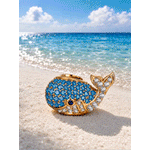 Ocean Whale Full Pavé Blue‑Tone & Clear Crystal Charm in Tarnish‑Resistant Silver