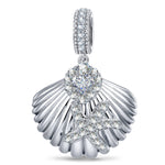 Moonlit Scallop Pavé Tarnish-Resistant Silver Charm In White Gold Plating