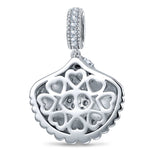 Moonlit Scallop Pavé Tarnish-Resistant Silver Charm In White Gold Plating