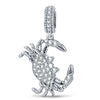 Tide Crab Pavé Tarnish-Resistant Silver Charm In White Gold Plating