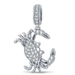 Tide Crab Pavé Tarnish-Resistant Silver Charm In White Gold Plating