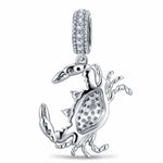 Tide Crab Pavé Tarnish-Resistant Silver Charm In White Gold Plating