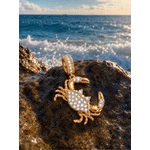 Coastal Full-Body Crab Pavé-Set Gemstone Dangle Charm in Tarnish-Resistant Silver