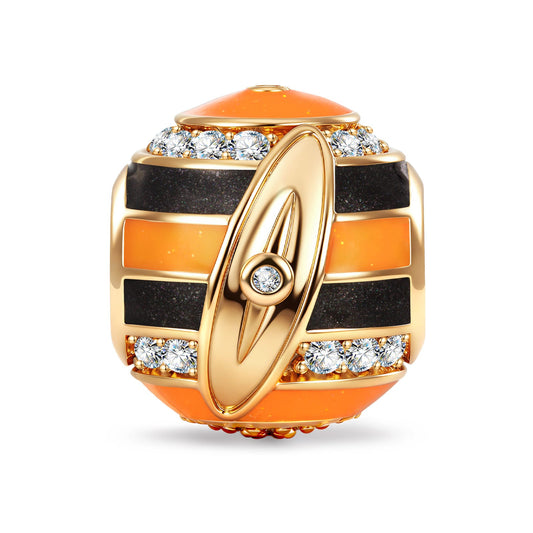 gona- Coastal Surfboard‑Inspired Geometric Enamel Charm With Pavé‑Set Crystal in Tarnish‑Resistant Silver