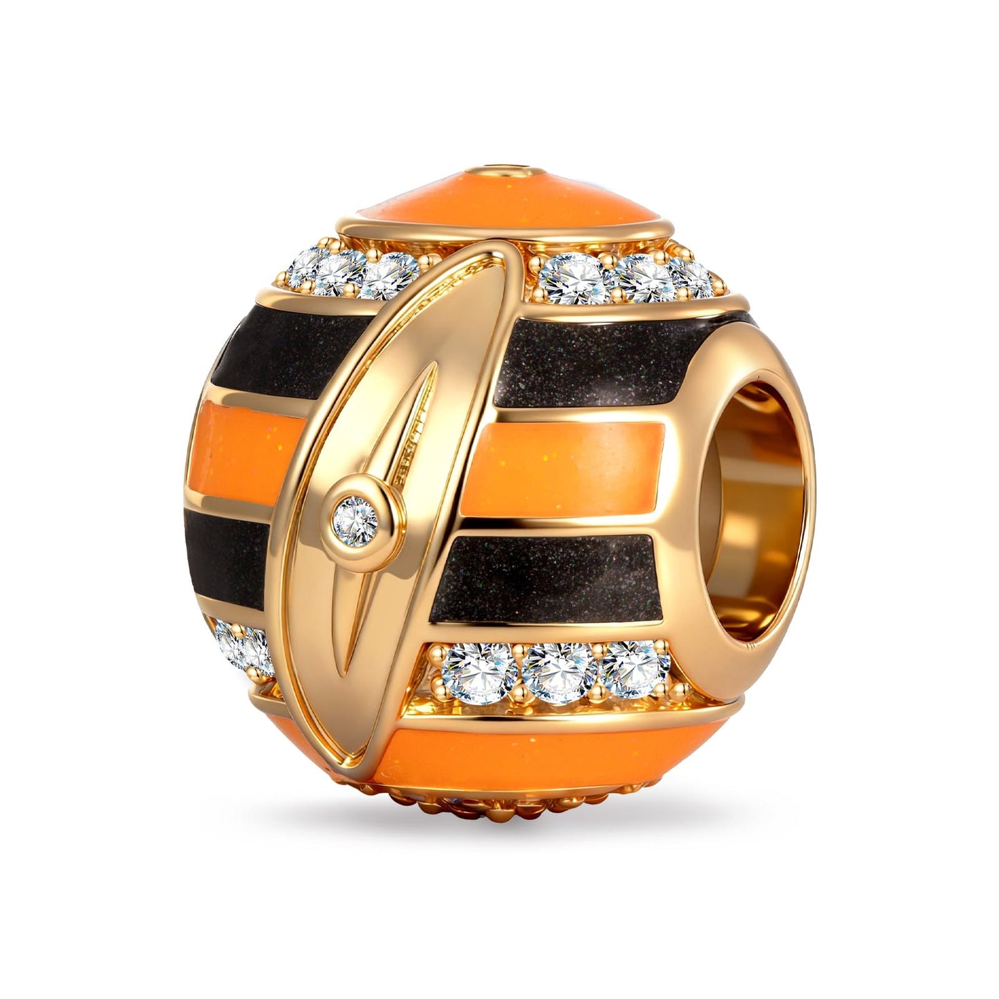 Coastal Surfboard‑Inspired Geometric Enamel Charm With Pavé‑Set Crystal in Tarnish‑Resistant Silver