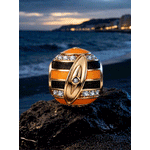 Coastal Surfboard‑Inspired Geometric Enamel Charm With Pavé‑Set in Tarnish‑Resistant Silver