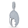 Crescent Crab Claw Pavé Tarnish-Resistant Silver Charm In White Gold Plating