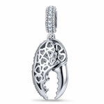Crescent Crab Claw Pavé Tarnish-Resistant Silver Charm In White Gold Plating