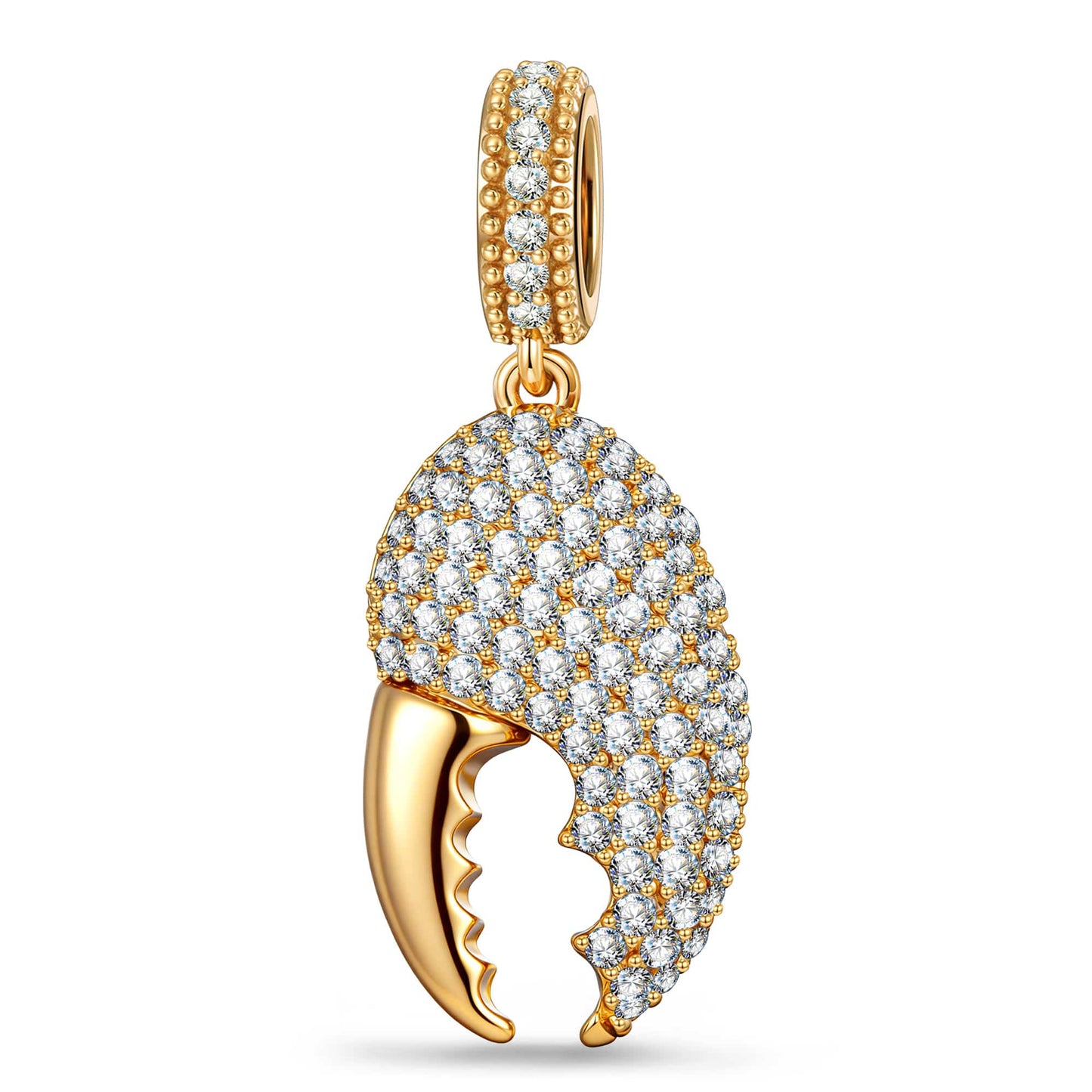 Crescent Crab Claw Pavé Tarnish-Resistant Silver Charm In 14K Gold Plating