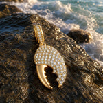 Coastal Crab Claw Pavé-Set Gemstone Dangle Charm in Tarnish-Resistant Silver