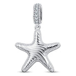 Tropical Shore Dangle Starfish Dangle Charm With Vibrant Multi‑Color Pavé Gemstones in Tarnish‑Resistant Silver