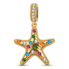 Tropical Shore Dangle Starfish Dangle Charm With Vibrant Multi‑Color Pavé Gemstones in Tarnish‑Resistant Silver