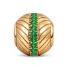 Herringbone Grooved Vertical Created Emerald Channel‑Set Charm Bead in Tarnish‑Resistant Silver