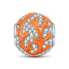 Volcanic Shore Coral Branch Enamel Pavé Bead Charm in Tarnish-Resistant Silver