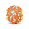 Volcanic Shore Coral Branch Enamel Pavé Bead Charm in Tarnish-Resistant Silver