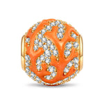Volcanic Shore Coral Branch Enamel Pavé Bead Charm in Tarnish-Resistant Silver