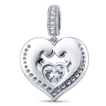 Azure Siren Heart Tarnish-Resistant Silver Enamel Charm With Crystal In White Gold Plating