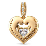 Azure Siren Heart Tarnish-Resistant Silver Enamel Charm With Crystal In 14K Gold Plating