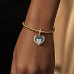 Azure Siren Heart Tarnish-Resistant Silver Enamel Dangle Charm