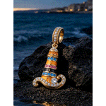 Azure Horizon Dangle Lighthouse Curved‑Wave Enamel Dangle Charm With Pavé‑Set Sparkling in Tarnish‑Resistant Silver