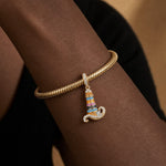 Azure Horizon Dangle Lighthouse Curved‑Wave Enamel Dangle Charm With Pavé‑Set Sparkling in Tarnish‑Resistant Silver