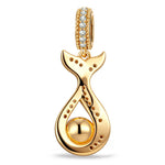 Azure Siren Mermaid Tail Pearl Enamel Dangle Charm With Pavé Crystal & Freshwater Pearl in Tarnish‑Resistant Silver