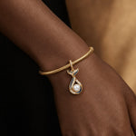 Azure Siren Mermaid Tail Pearl Enamel Dangle Charm With Pavé & Freshwater Pearl in Tarnish‑Resistant Silver