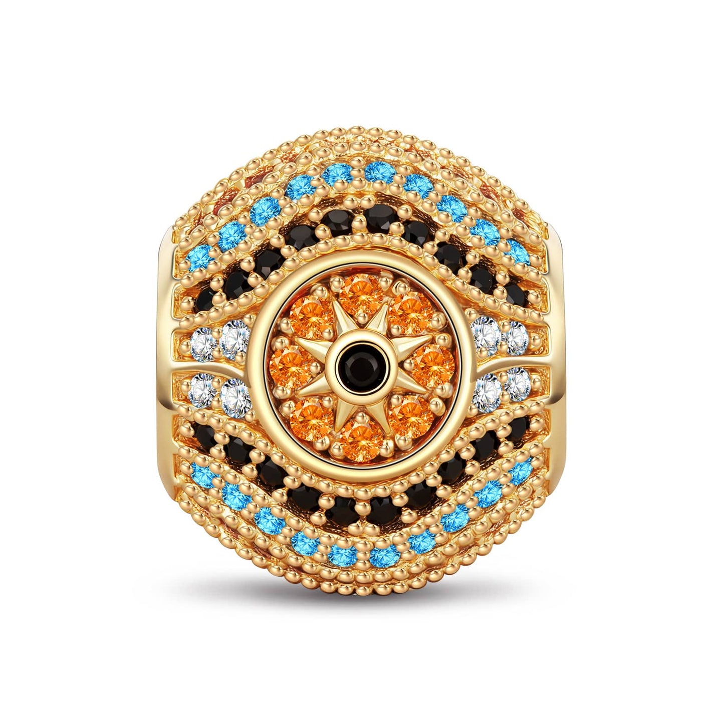 Radiant Sunburst Colorful Pavé Charm in Tarnish-Resistant Silver