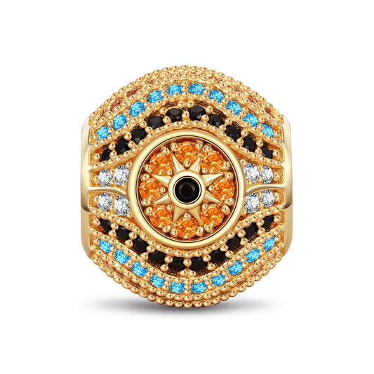 gona- Radiant Sunburst Colorful Pavé Charm in Tarnish-Resistant Silver