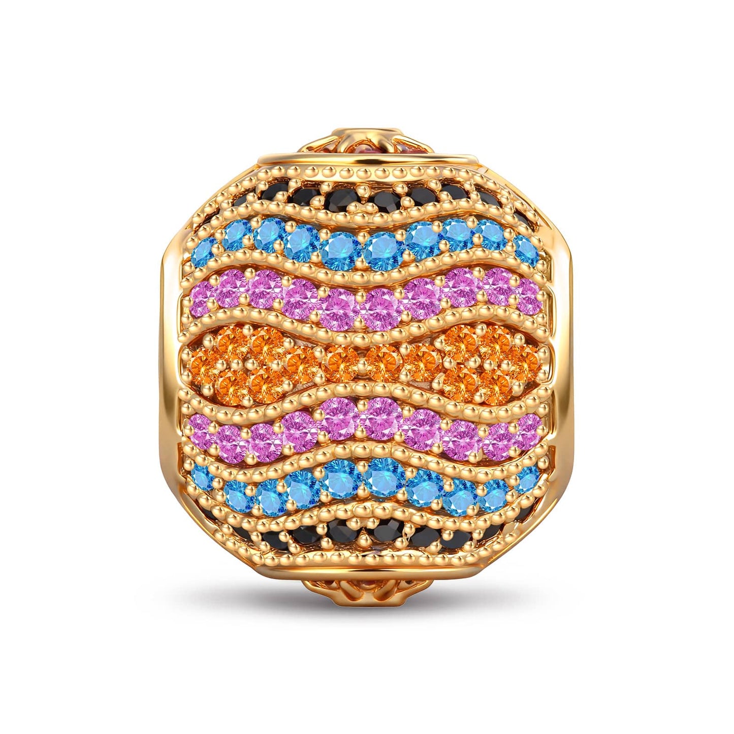 Radiant Sunburst Colorful Pavé Charm in Tarnish-Resistant Silver