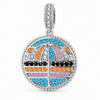 Sunset Hot Air Balloon Colorful Pavé Dangle Charm in Tarnish-Resistant Silver