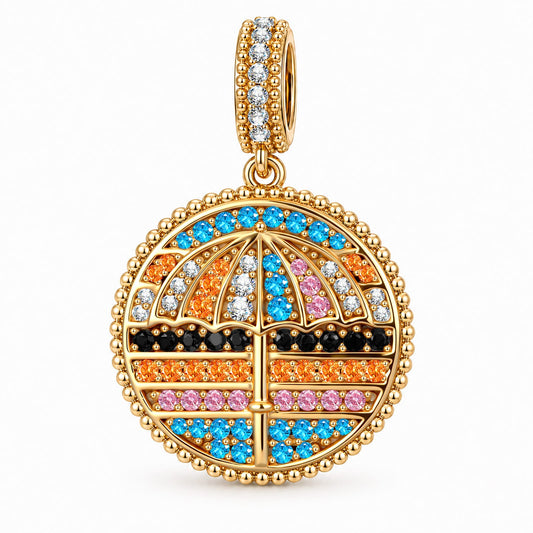 gona- Sunset Hot Air Balloon Colorful Pavé Dangle Charm in Tarnish-Resistant Silver