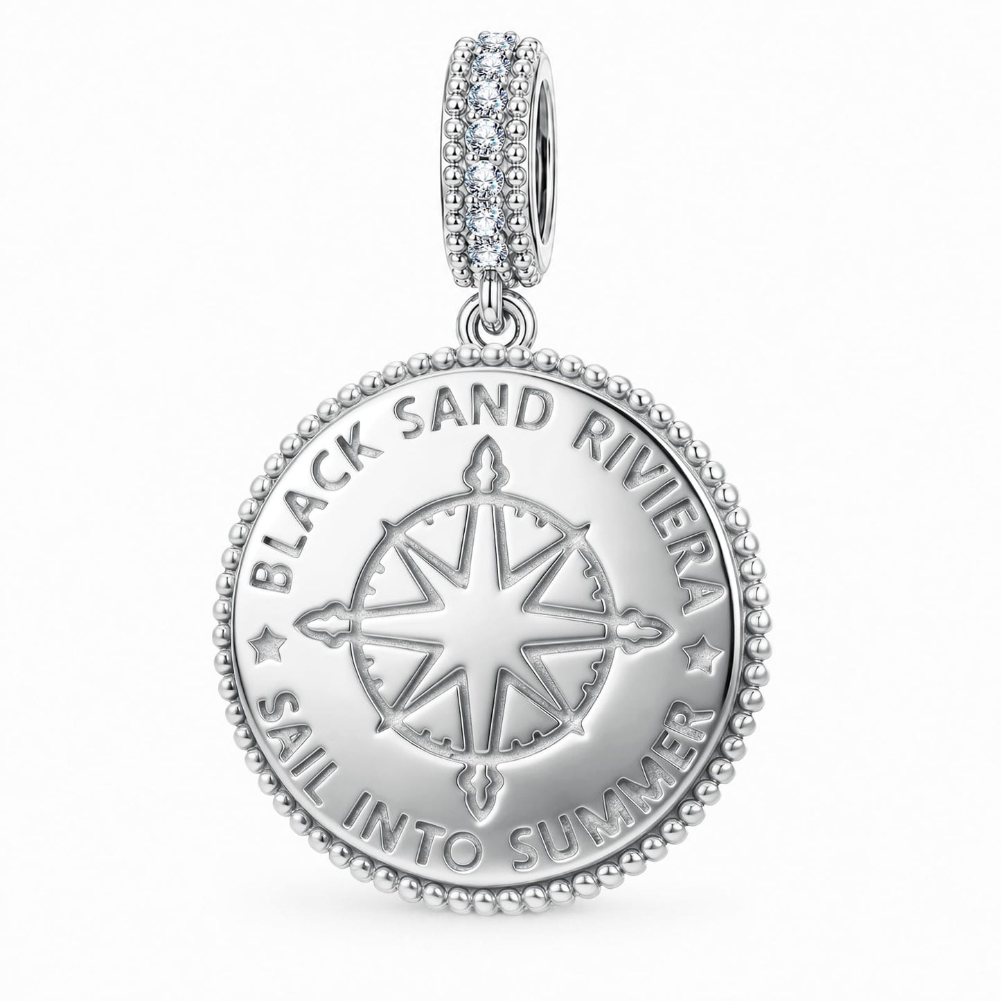 Sunset Sailing Colorful Pavé Dangle Charm in Tarnish-Resistant Silver