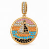 Sunset Sailing Colorful Pavé Dangle Charm in Tarnish-Resistant Silver