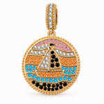 Sunset Sailing Colorful Pavé Dangle Charm in Tarnish-Resistant Silver