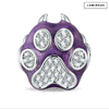 Mischievous Paw Glow-in-the-Dark Purple Enamel & Pavé Crystal Charm Bead in Tarnish-Resistant Silver