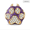 Mischievous Paw Glow-in-the-Dark Purple Enamel & Clear Pavé-Set Charm Bead in Tarnish-Resistant Silver