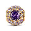 Royal Radiance Lab-Grown Amethyst & Pavé Halo Charm Bead in Tarnish-Resistant Silver