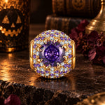 Royal Radiance Amethyst & Pavé Halo Charm Bead in Tarnish-Resistant Silver
