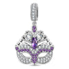 Royal Masquerade Purple & Clear Pavé-Set Mask Dangle Charm in Tarnish-Resistant Silver