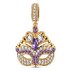 Royal Masquerade Purple & Clear Pavé-Set Mask Dangle Charm in Tarnish-Resistant Silver