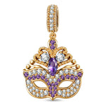 Royal Masquerade Purple & Clear Pavé-Set Mask Dangle Charm in Tarnish-Resistant Silver