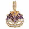 Spider‑Web Mask Pavé Enamel Dangle Charm In Tarnish‑Resistant Silver